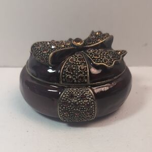 Bombay Decorative Trinket Jewlery  Box with Bow Accent Burgundy